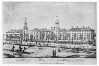 An illustration from 1807 depicts a view of the buildings of Yale College